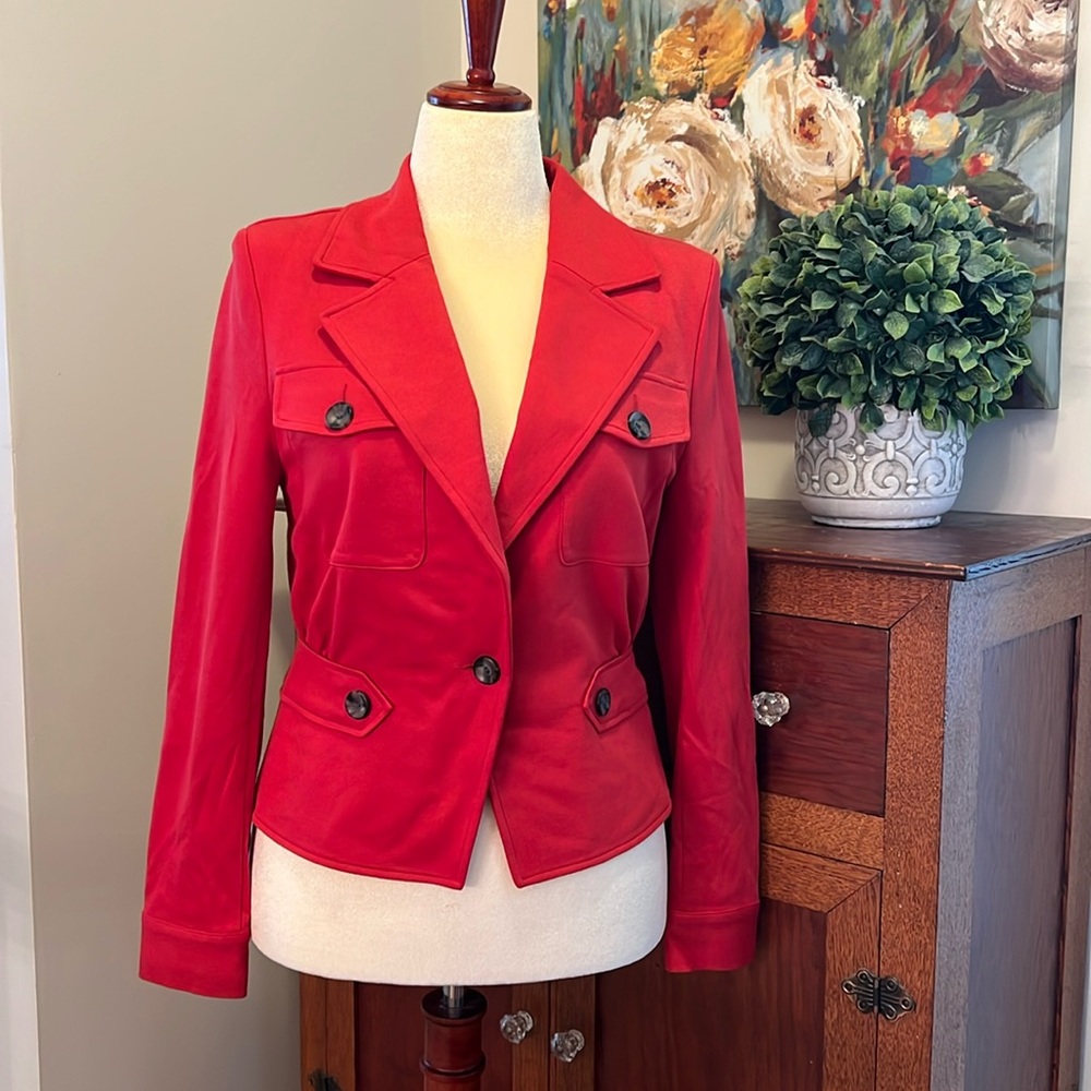 CAbi Little Red Blazer Jacket Size 6 Style #3374